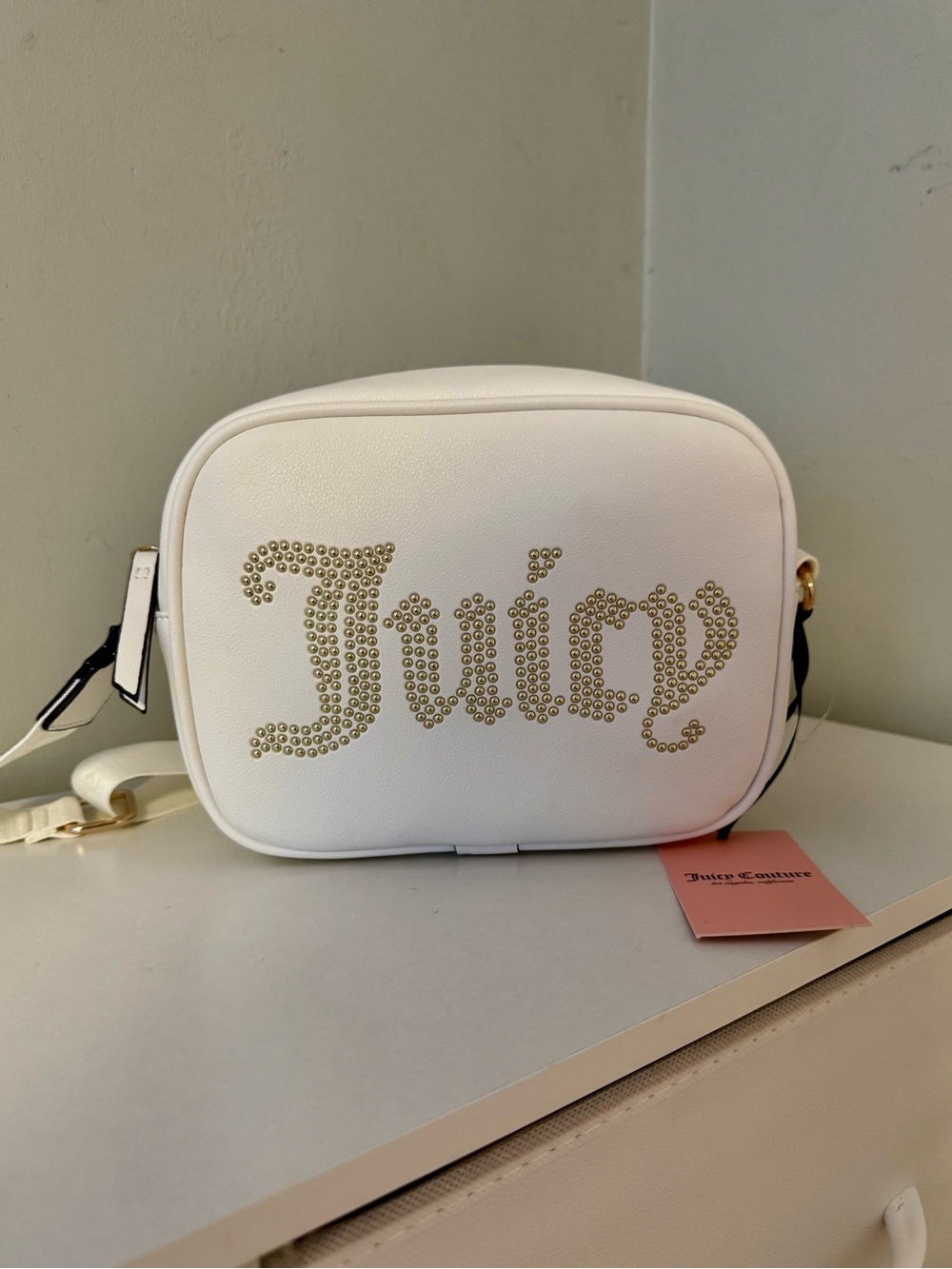 NWT Juicy Couture White Studded Obsession Camera Crossbody Bag